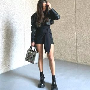 NWT ZARA | High-Waisted Mini Skirt with Knot